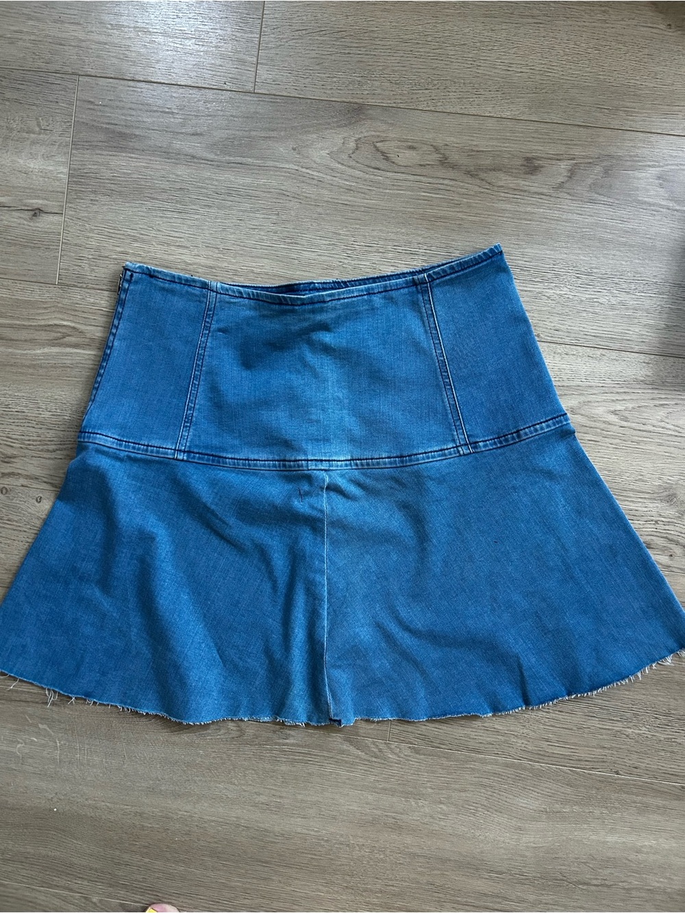 We The Free Blue Denim A-Line Mini Skirt